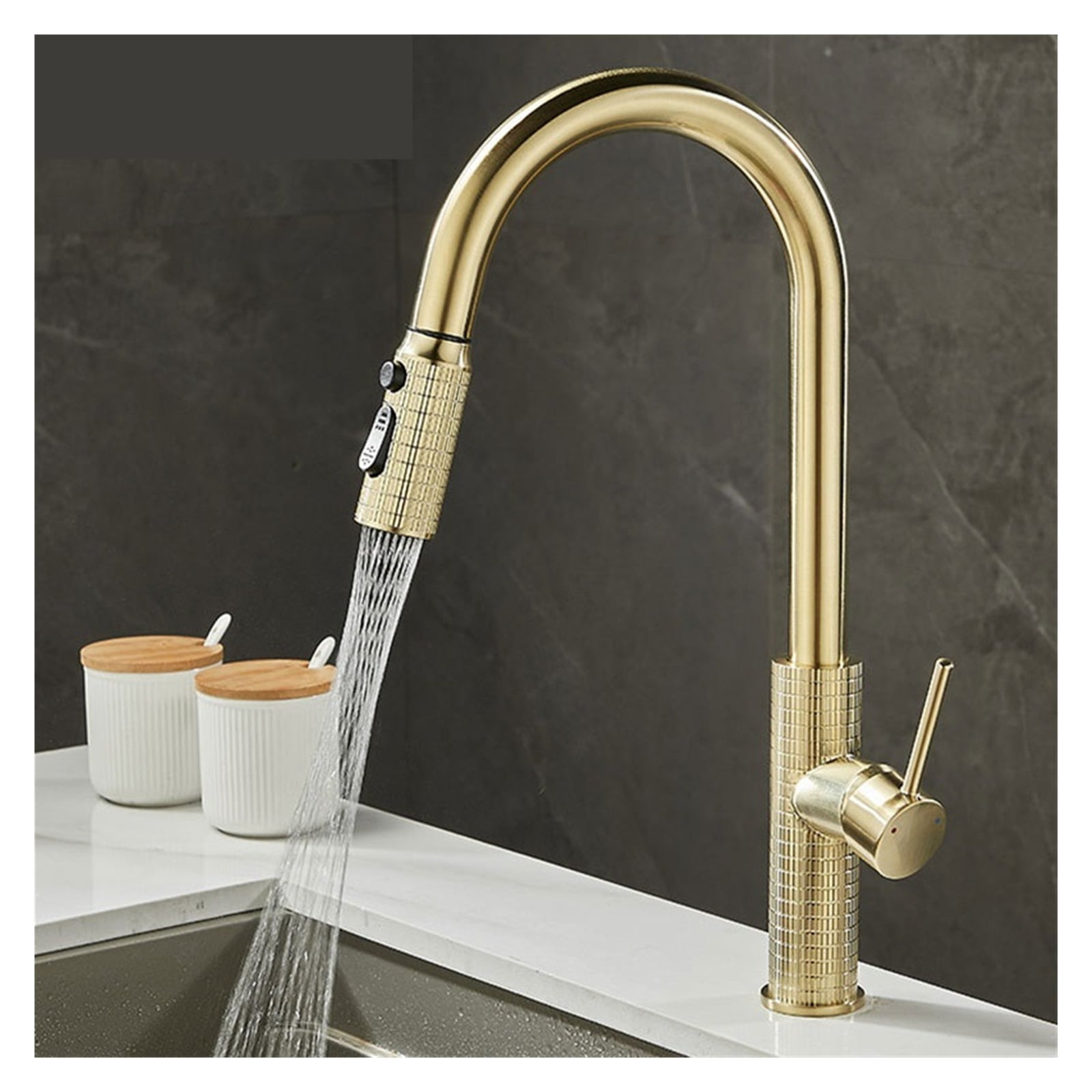 Kitchen Faucet Brass Gunmetal Gray Pull-out Faucet, Jitchen Sink Universal 360 Retractable Hot And Cold Water Sink Faucet ,Versatile Features