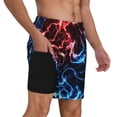 thumbnail image 2 of Honeii Red And Blue Lightning Print Men's Swim Shorts,Mens Swim Trunks,Breathable Mesh Beach Shorts for Swimming,Surfing, and Beach Activities-Medium, 2 of 6