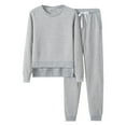 thumbnail image 1 of Gibobby Conjunto de Pantalones para Mujer Conjunto de pantalón y sudadera deportiva informal para mujer, traje de dos piezas, Tops cortos y pantalones(Gris,M), 1 of 5