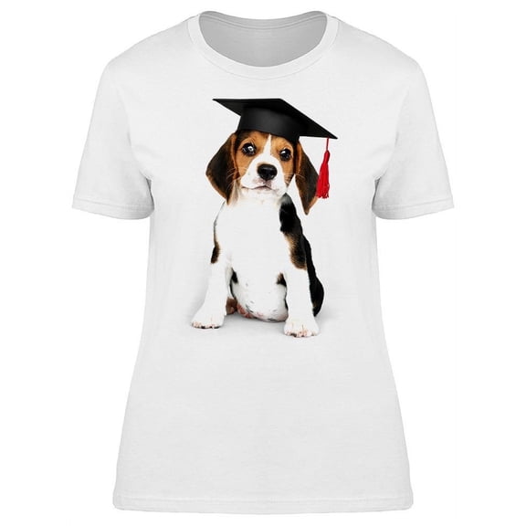 Graduation Beagle Dog T-Shirt Women -Image by Shutterstock, Female Medium