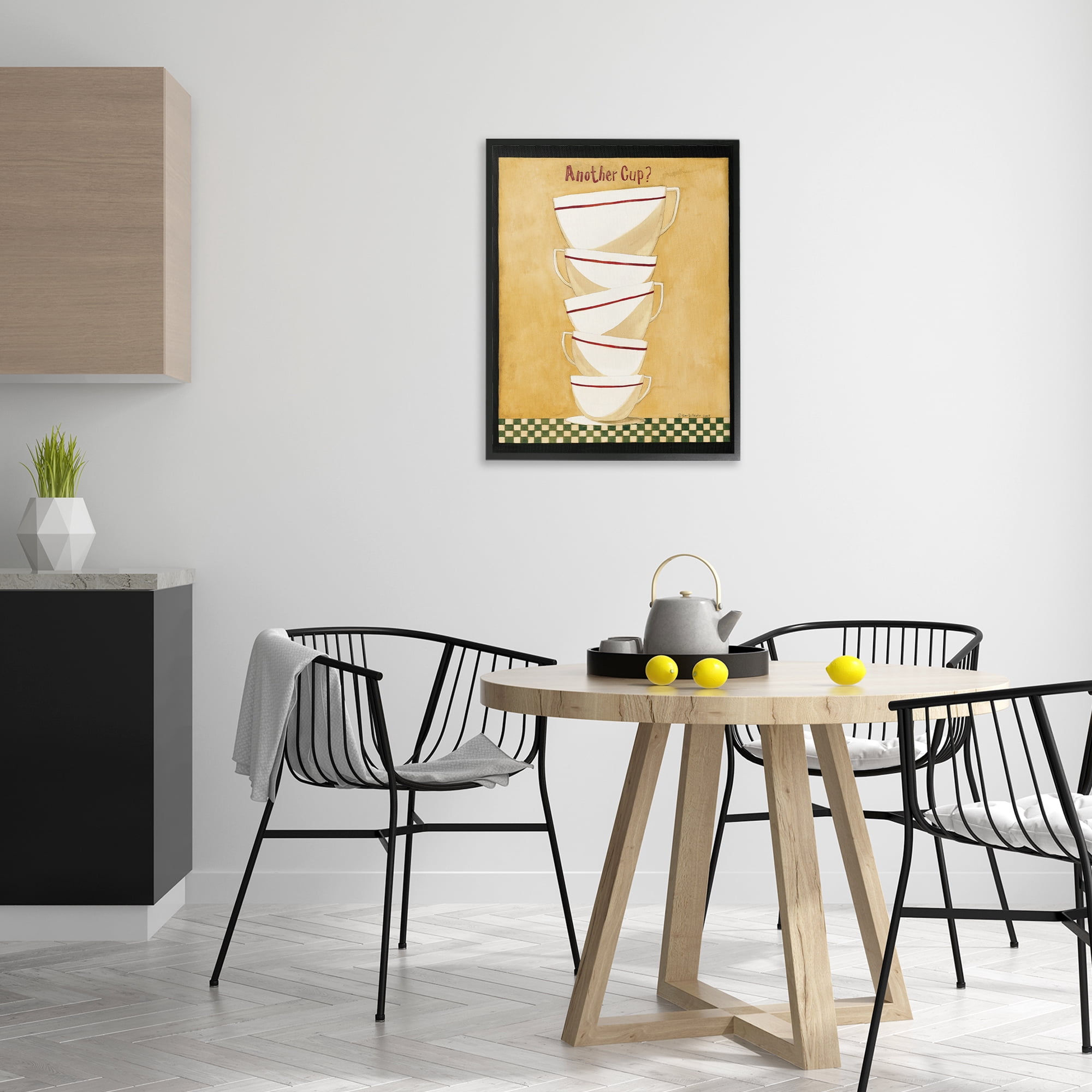 Stupell Industries Stacked Mug Collection Food & Beverage Painting Black Framed Art Print Wall Art, 24 x 30