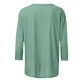 thumbnail image 5 of Summer Tops for Women Solid Basic Tees Shirt Plus Size 3/4 Sleeves Blouse Round Neck Casual T-shirt Mint Green 4XL, 5 of 5