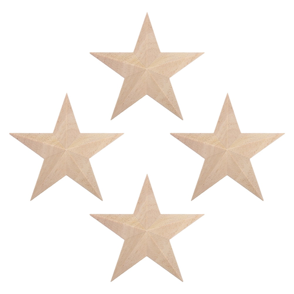 ELAYARD 4pcs Carved Wooden Star Furniture Onlay Elegant European Applique