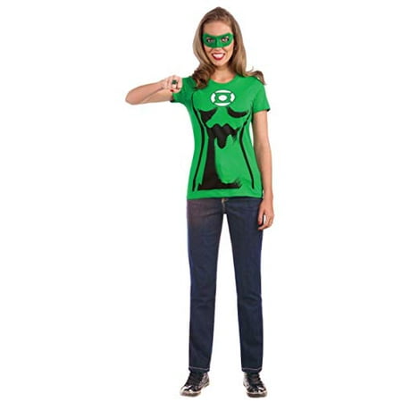 Rubie's Costume DC Comics Women's Green Lantern T-Shirt With Eye Mask And Ring, Green,