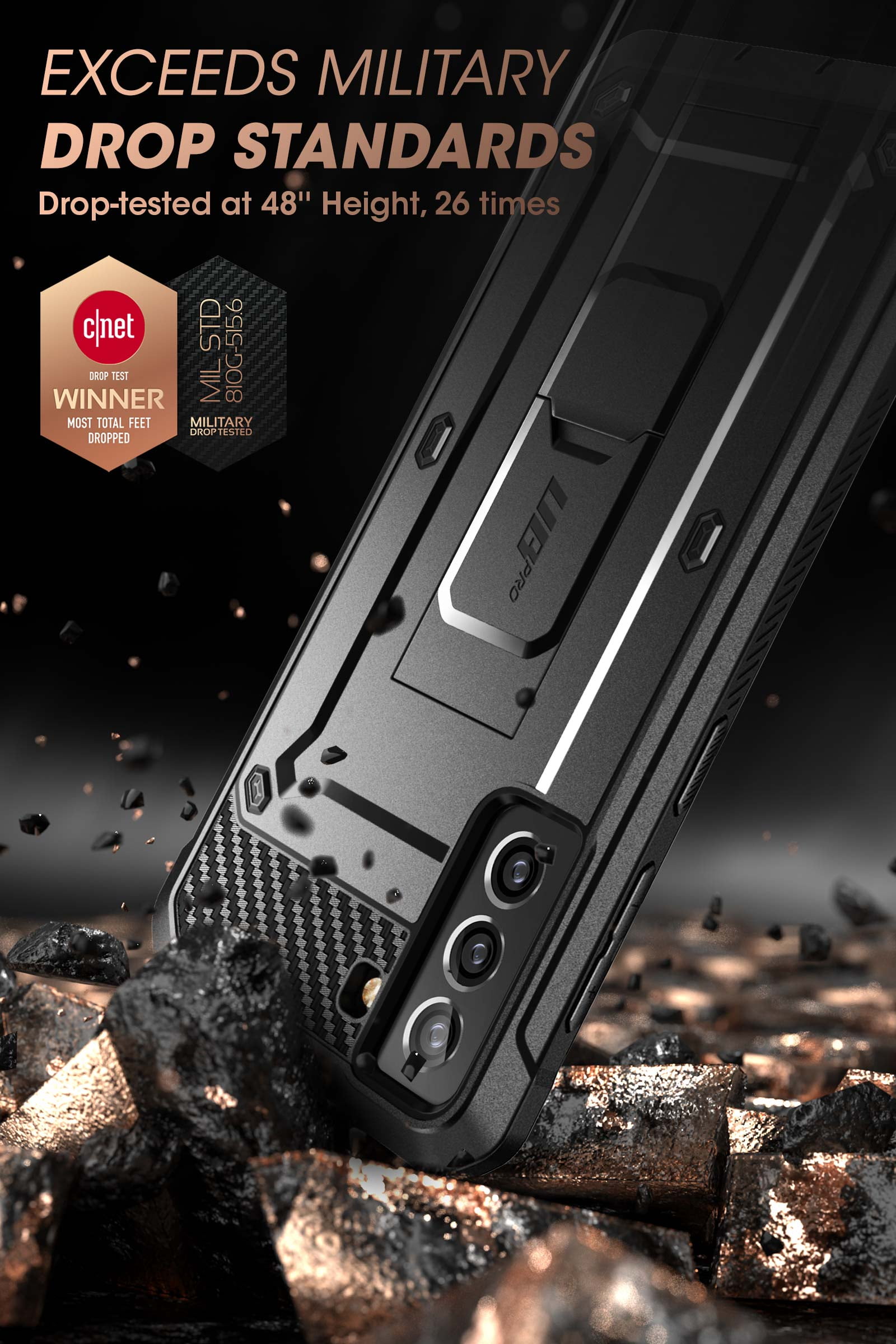SUPCASE Unicorn Beetle Pro Series Case Designed for Samsung Galaxy S21 Plus 5G (2021 Release), Full-Body Dual Layer Rugged Holster & Kickstand Case Without Built-in Screen Protector (Black)