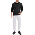 thumbnail image 2 of Camisa polo de golf de negocios de manga larga de color sólido para hombre, ajuste regular, negra, 2 of 6