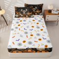 thumbnail image 4 of Homewish Cute Bat Wreath Zipper Queen Comforter Set with Fitted Sheet and 2 Pillowcases for Girls, Orange Maple Rose PumpkinFloral Zipper Bedding Set, Halloween Reversible, 4-Piece, 4 of 6