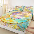 thumbnail image 5 of Homewish Cute Moon Stars Print Queen Sheets for Girls, Rainbow Queen Sheet Sets, 4 Pieces, 1 Flat Sheet, 1 Fitted Sheet and 2 Pillowcases, 5 of 6