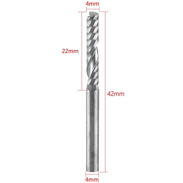 Fresas en Espiral de CARBURO DE TUNGSTENO, FRESA DE FLAUTA Única, Brocas de Enrutador CNC, Vástago de 4 mm, 10 piezas, para acrílico, PVC, MDF, Madera