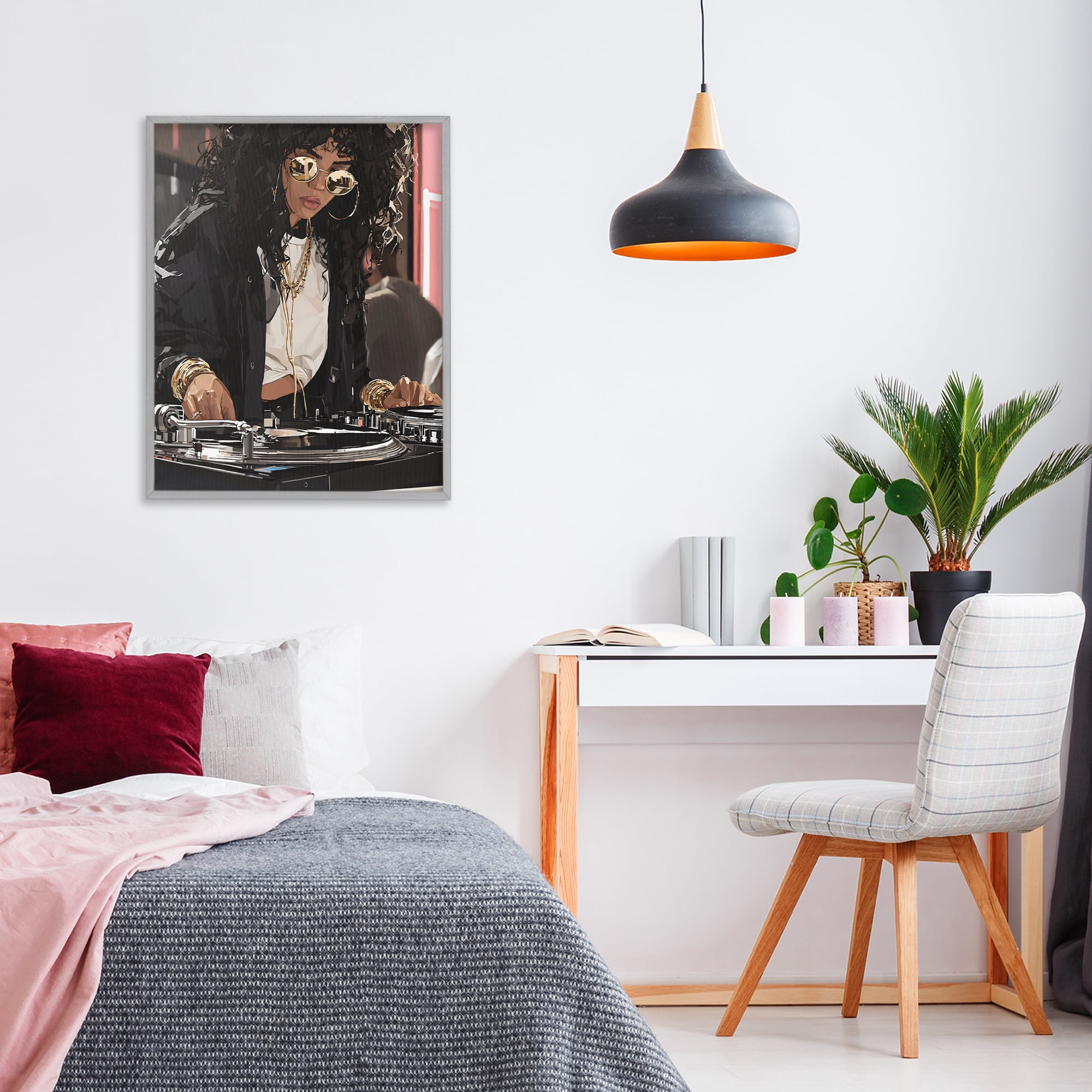 Stupell Industries DJ Focused On Turntables Gray Framed Giclee Art, design by Franklyn Gregory