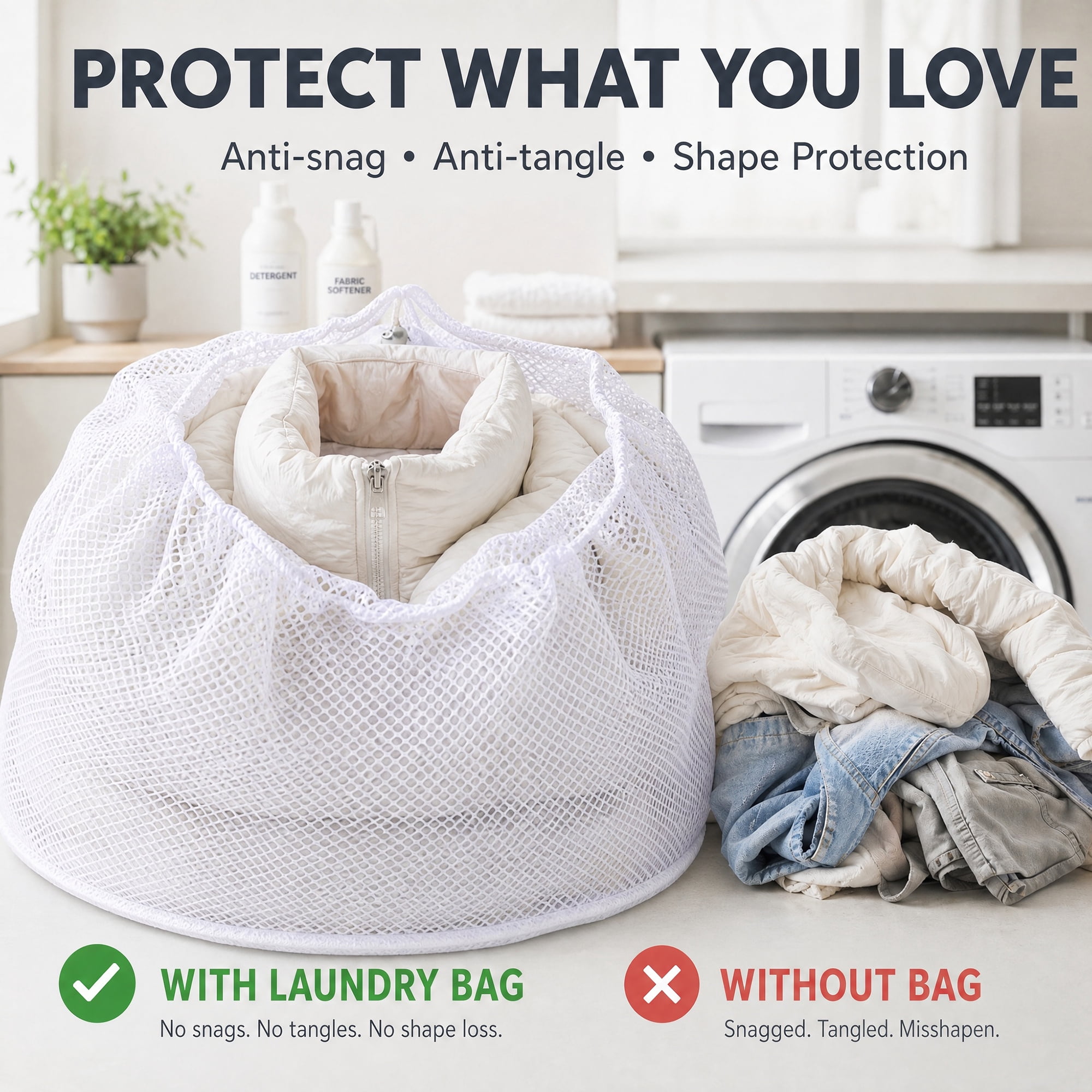 Unique Bargains 2 Pack Nylon Mesh Laundry Bags with Drawstring Closure White 23.6"x31.5"