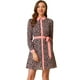thumbnail image 1 of INSPIRE CHIC Vestido camisero de manga larga floral vintage con cuello en contraste y botones en la parte delantera para mujer Azul M, 1 of 6