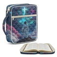 thumbnail image 2 of Xixirimido Bible Cover Case for Women Men Large Bible Cover with Handle Quilted Bible Carrying Case Bag Bible Study Supplies Accessories, Cross Jesus Galaxy, 2 of 7