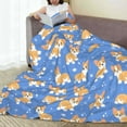 thumbnail image 6 of Bingfone Kawaii Corgi Print Flannel Fleece Blanket Throw Blanket for Bed,Sofa,Couch,Travel,Camping(60"x50" ), 6 of 8