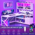 thumbnail image 7 of Modern L Shaped Computer Desk with 2 Drawers, Open Storage Shelves and Glass Cabinet, Corner Office Desk with LED Lights for Home Office, Living Room, Bedroom, 7 of 7