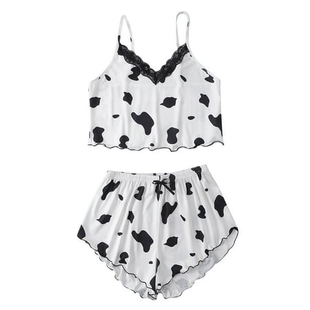 

Womens Pajama Sets Women Fashion Print Sets Wear Lounge Wear Home Sleep Set Camisole Tops+Pants