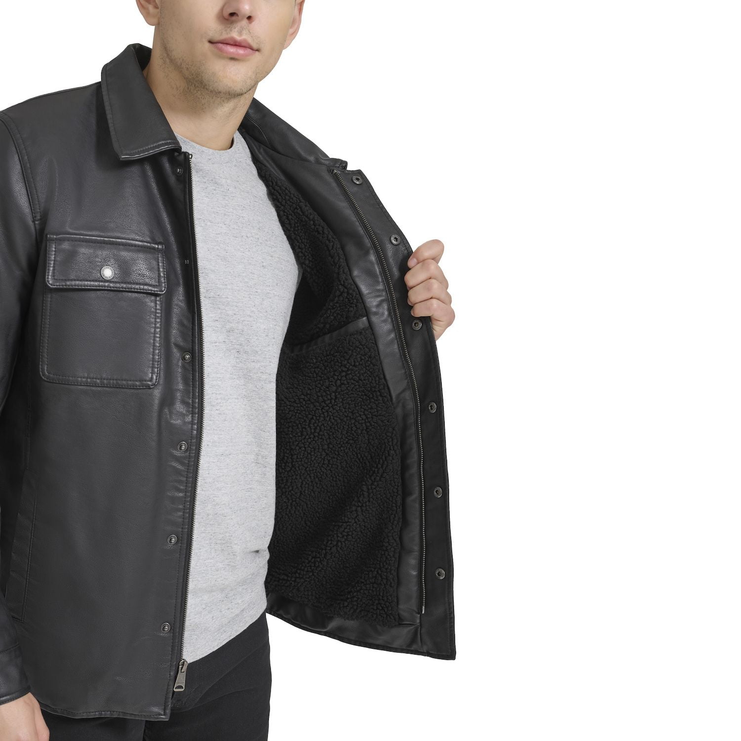 Levi's Men's Faux Leather Sherpa Lined Trucker Jacket, Brown, Size X-Large