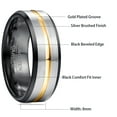 thumbnail image 5 of 8mm Matte Finish Men's Tungsten Ring Thin gold Line Wedding Band Comfort Fit Size 6-14, 5 of 6