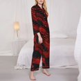 thumbnail image 3 of Balery Red Dragon On Black Conjunto de Pijama con Estampado para Mujer, Conjunto de Dos Piezas con Manga Larga, Ropa de Dormir Suave con Bolsillos, Pijamas Cómodos-XX-Large, 3 of 7