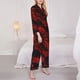 thumbnail image 3 of Balery Red Dragon On Black Conjunto de Pijama con Estampado para Mujer, Conjunto de Dos Piezas con Manga Larga, Ropa de Dormir Suave con Bolsillos, Pijamas Cómodos-Small, 3 of 7