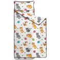 thumbnail image 2 of Multicolor Cat and Yarn White Pattern Teens Toddler Nap Mat with Pillow, Sleeping Mat Bag for Preschool Daycare 59"x22", 2 of 6