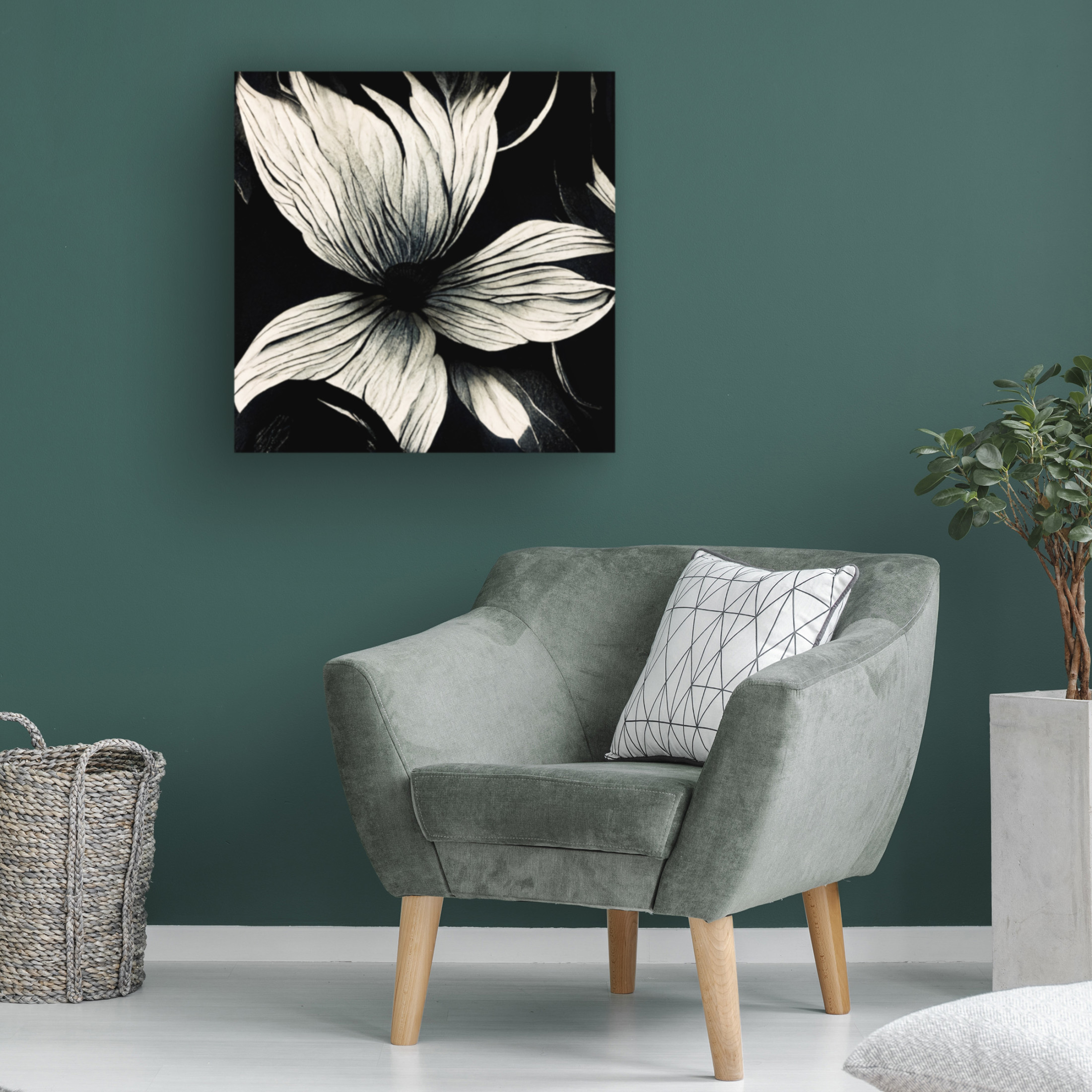 Canvas Wall Art - Ray Heere 'Flowers Black White 10' Wall Art for Living Room, Bedroom, or Office Décor by Trademark Fine Art - 14 x 14 Inches