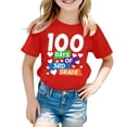 thumbnail image 4 of XAOFW Girl's T-Shirts 100 Days Of School Graphic Short Sleeve Crewneck T Shirt Playwear Fashionable Tee Shirt Club Party Soft Breathable Tops, 4 of 4