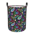thumbnail image 1 of Balery Watercolor Floral Paisley Cesta de ropa redonda con asas, impermeable, independiente, para ropa, juguetes, dormitorio y familia-Medium, 1 of 6