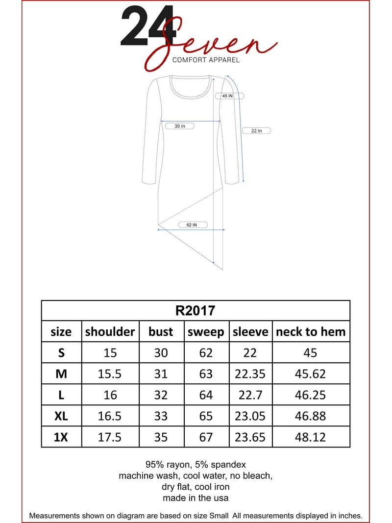 24/7 Comfort Apparel Women's Long Sleeve Knee Length