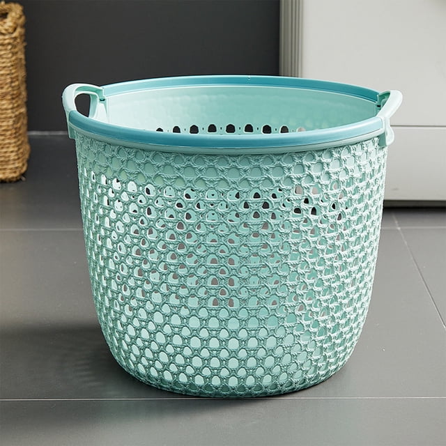 Cesta de lavandería flexible con asas, cesta redonda portátil, cesta de lavandería de plástico, cesta de almacenamiento, cesta redonda portátil, cesta de ropa ventilada, bolsa de compras para la