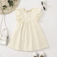 thumbnail image 4 of Bobifish Little Girls Dresses Crew Neck Ruffle Cap Sleeve Back Cutout Crinkled A-Line Dresses Summer Cute Daily Wear Sundress, 4 of 4