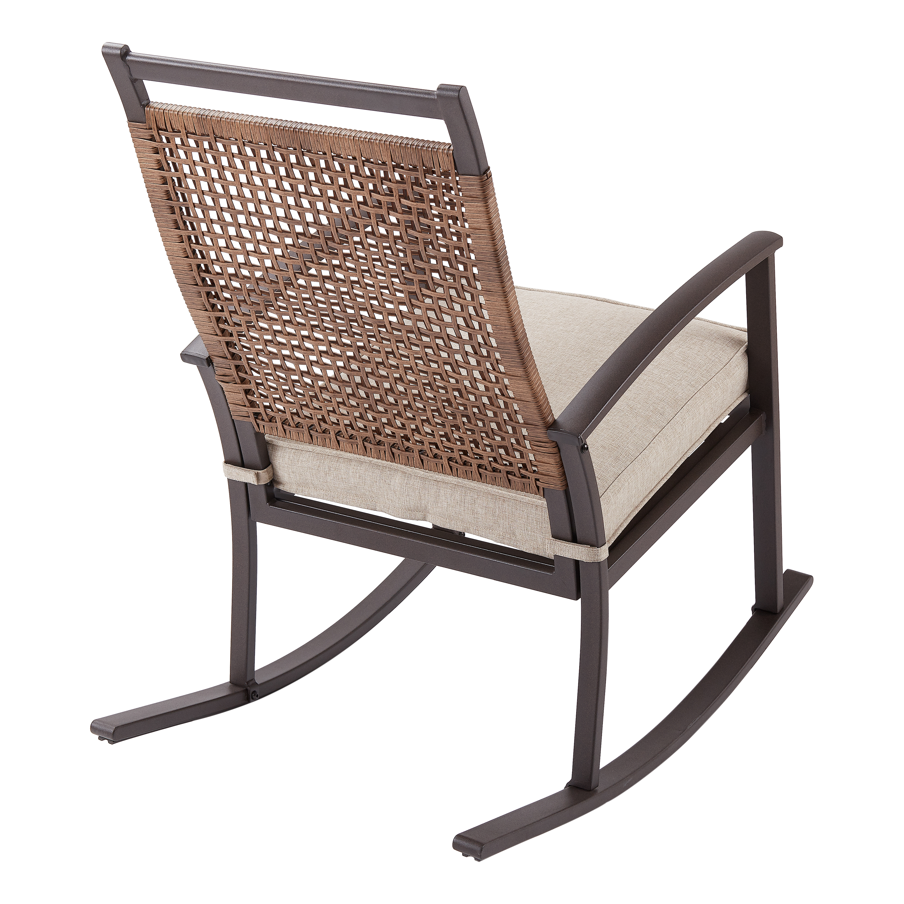 Better Homes & Gardens Heritage Outdoor Wicker Rocking Chair with Beige Cushion - image 3 of 4