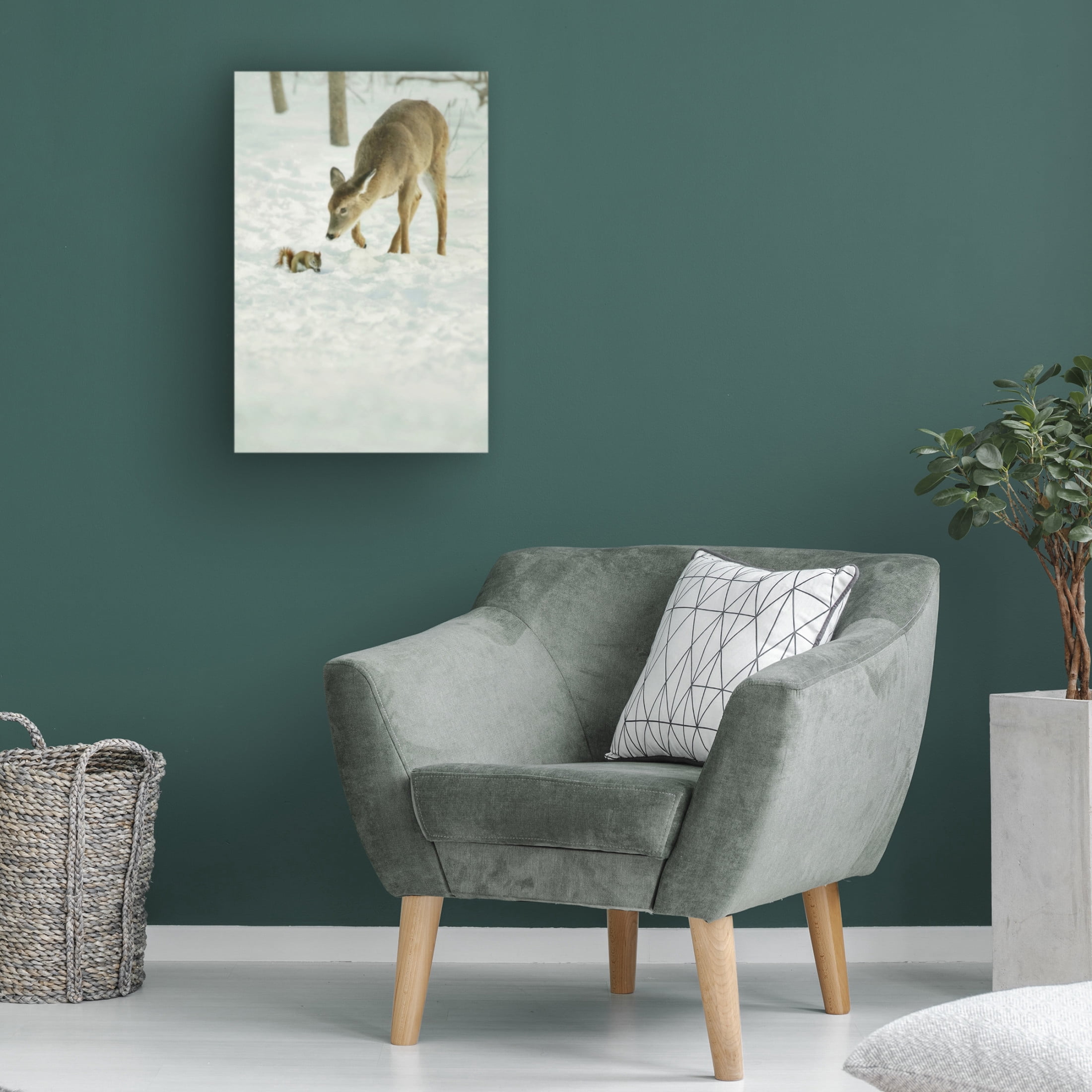 Canvas Wall Art - Carrie Ann Grippo-Pike 'Winter Squirrel and Deer' Wall Art for Living Room, Bedroom, or Office Décor by Trademark Fine Art - 30 x 47 Inches