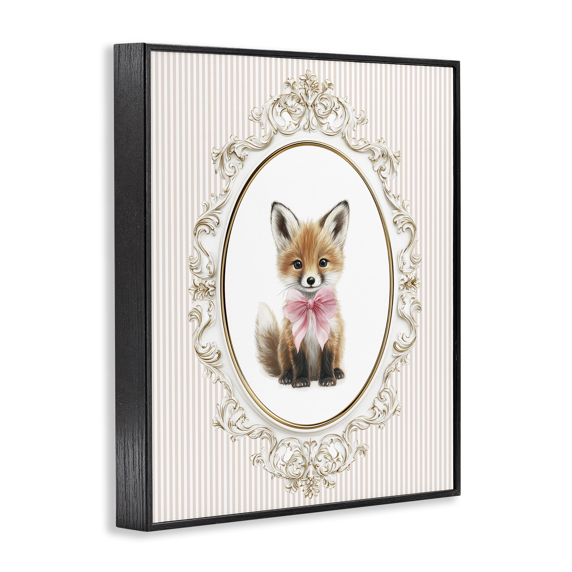 Stupell Industries Vintage Baby Fox Black Framed Giclee Art, design by Christine Simpson Art