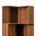 thumbnail image 2 of Noble House 68.9" Corner Bookshelf, 5-Tier L-Shaped Bookcase with Baffle & LED Lights, Space-Saving Design, Walnut, 2 of 8