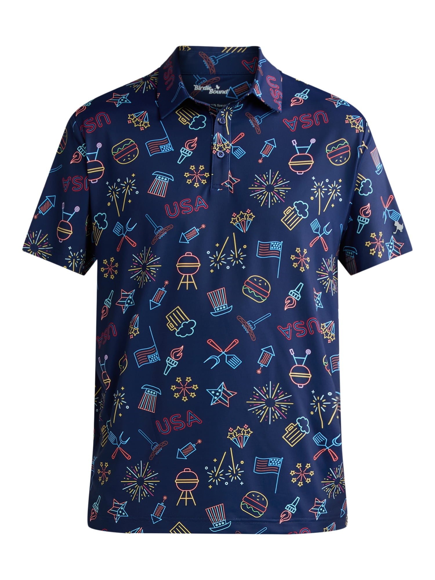 Birdie Bound Men's & Big Men's Novelty Print Golf Polo, Sizes S-5XL