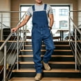 thumbnail image 4 of YABCSAZ Mens Denim Bib Overalls Classic Jean Work Pants Adjustable Straps Multi Pocket Utility Coveralls Relaxed Fit Button Front Carpenter Bib Pants for Men Work Farm Outdoor Casual Streetwear, 4 of 6
