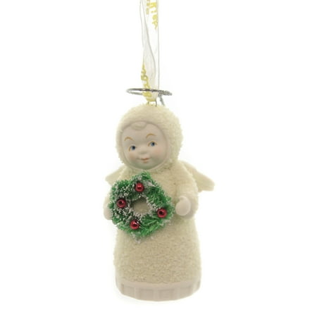 Dept 56 Snowbabies JOYFUL ANGEL ORNAMENT Porcelain Wreath 6003528