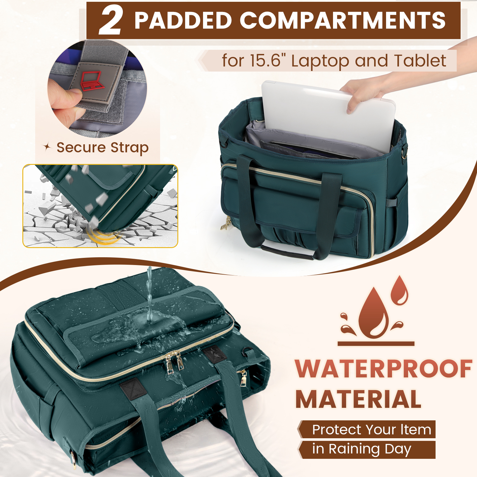 RAINSMORE Teacher Tote Bag 15.6 inch Laptop Bag for Women Work Bags Nurse Bag Lightweight Laptop Tote Computer Briefcase