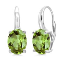 Gem Stone King 6.00 Ct Oval Green Peridot 925 Sterling Silver Earrings