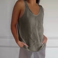 thumbnail image 5 of YHAJDS Womens Plus Size Tank Tops Solid Color Round Neck Sleeveless Loose Linen Top With Fringe Detail, 5 of 5