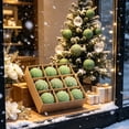 thumbnail image 2 of Hvmvliv 9 Pack Light Green Flocked Christmas Ball Ornaments with Glitter in Gift Box for Xmas Tree Decor, 2 of 6