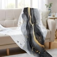thumbnail image 6 of 70x55 Inches Glow in The Dark Blanket Cozy Throw Camping Blankets for Home and Outdoor Use Black and Gold Shapes, 6 of 8