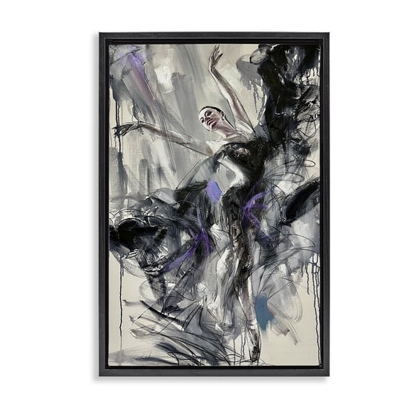 Stupell Industries Abstract Elegance Dancer People Painting Black Floater Framed Canvas Art Print Wall Art, 17 x 25