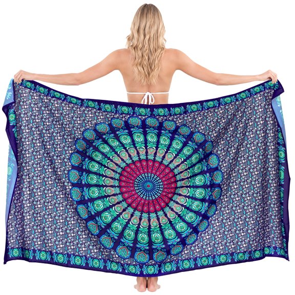 HAPPY BAY Women's Bikini Skirt Sarong Swimwear Swim Cover up Summer Wraps Swimsuit Beach Wrap Coverups for Women Beachwear One Size Mandala, Blue