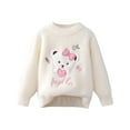 thumbnail image 2 of Spazoro Kids Girls Boys Sweaters, Casual Crew Neck Thickening Long Sleeve Warm Shirts for Child Girls Beige Size 6 T, 2 of 3