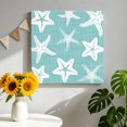 thumbnail image 2 of Canvas Wall Art, Coastal Starfish Framed Canvas Prints for Bathroom Desk, Seafoam Blue Nautical Vintage Marine Life Small Gallery Wrapped Wall Decor for Home Office, Gifts, 8"x8" Ship Next Day, 2 of 9
