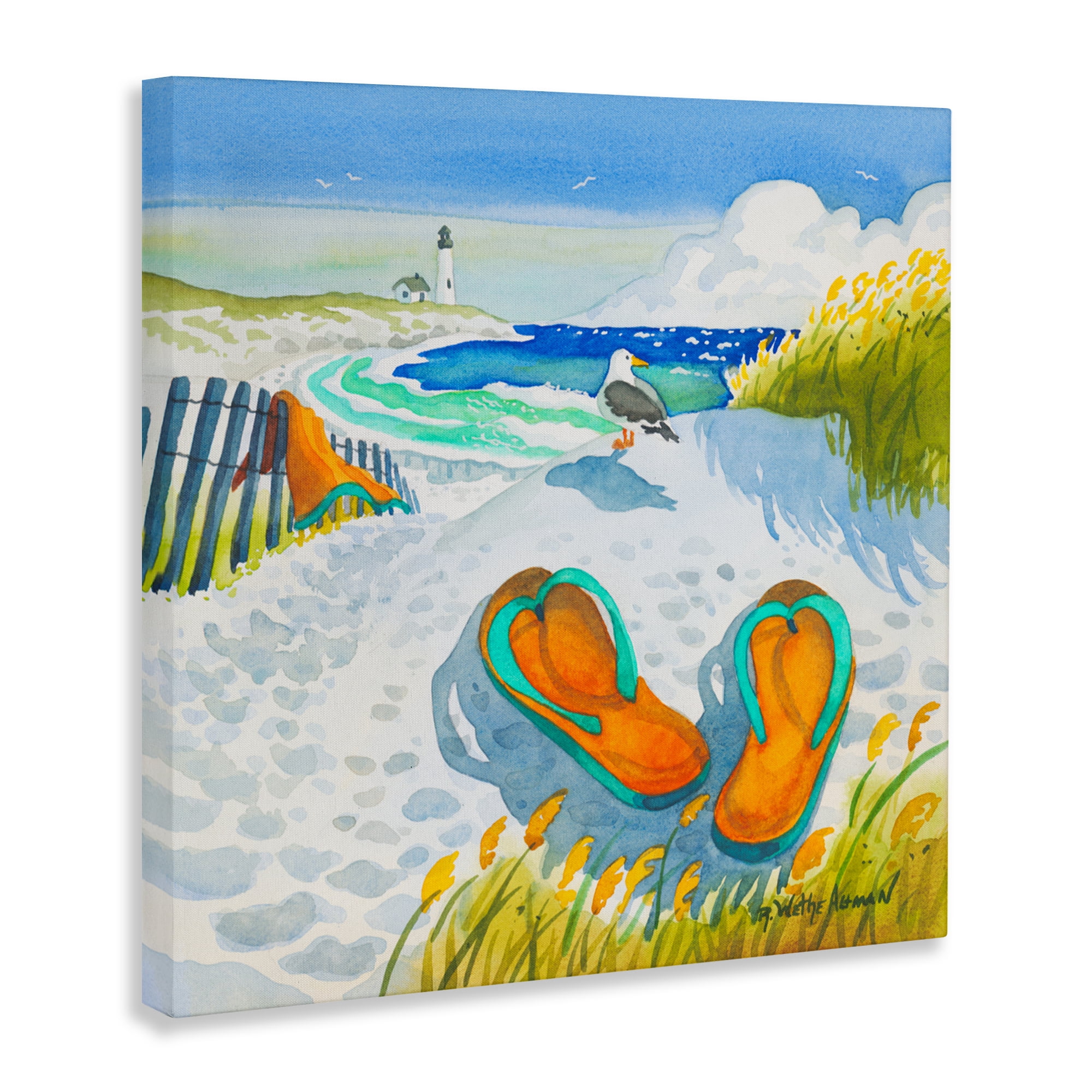 Stupell Industries Seagull & Flip Flops Canvas Wall Art, design by Robin Altman