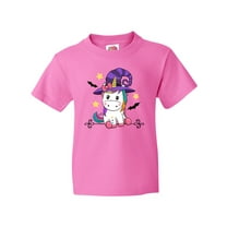Inktastic Halloween Girls Unicorn Witch Youth T-Shirt