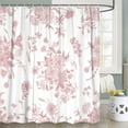 thumbnail image 3 of Pink Floral Botanical Shower Curtain, Vintage Retro Boho Floral Blossom Pattern Aesthetic Flower Shower Curtains for Bathroom, Fabric Bathroom Decor Shower Curtain Set with Hooks,70X75, 3 of 6